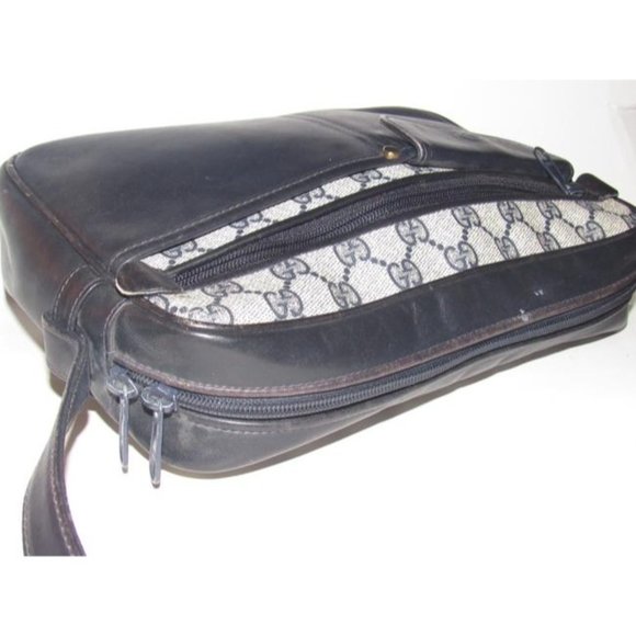 Gucci Vintage Blue Shoulder Bag With Large G Logo Print Coated Canvas - Picture 7 of 12